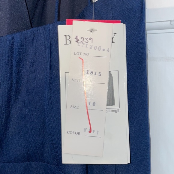 NWT Bari Jay Size 16 Navy formal prom bridesmaid halter dress - Picture 11 of 12